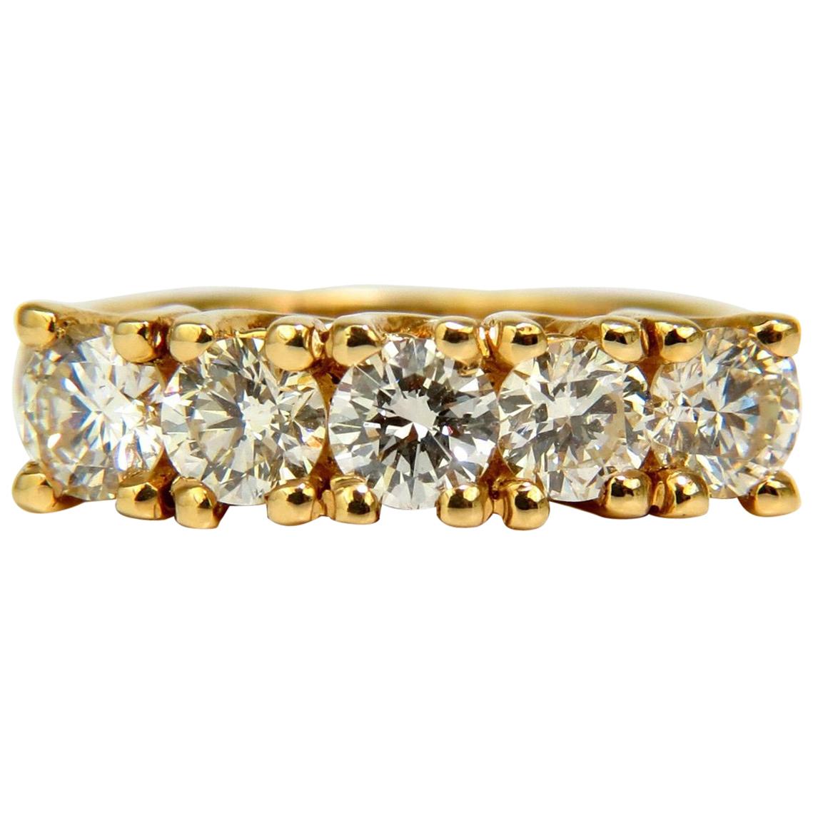 1.82 Carat Diamonds Band Ring with Pave on Shoulders Raised 14 Karat For Sale