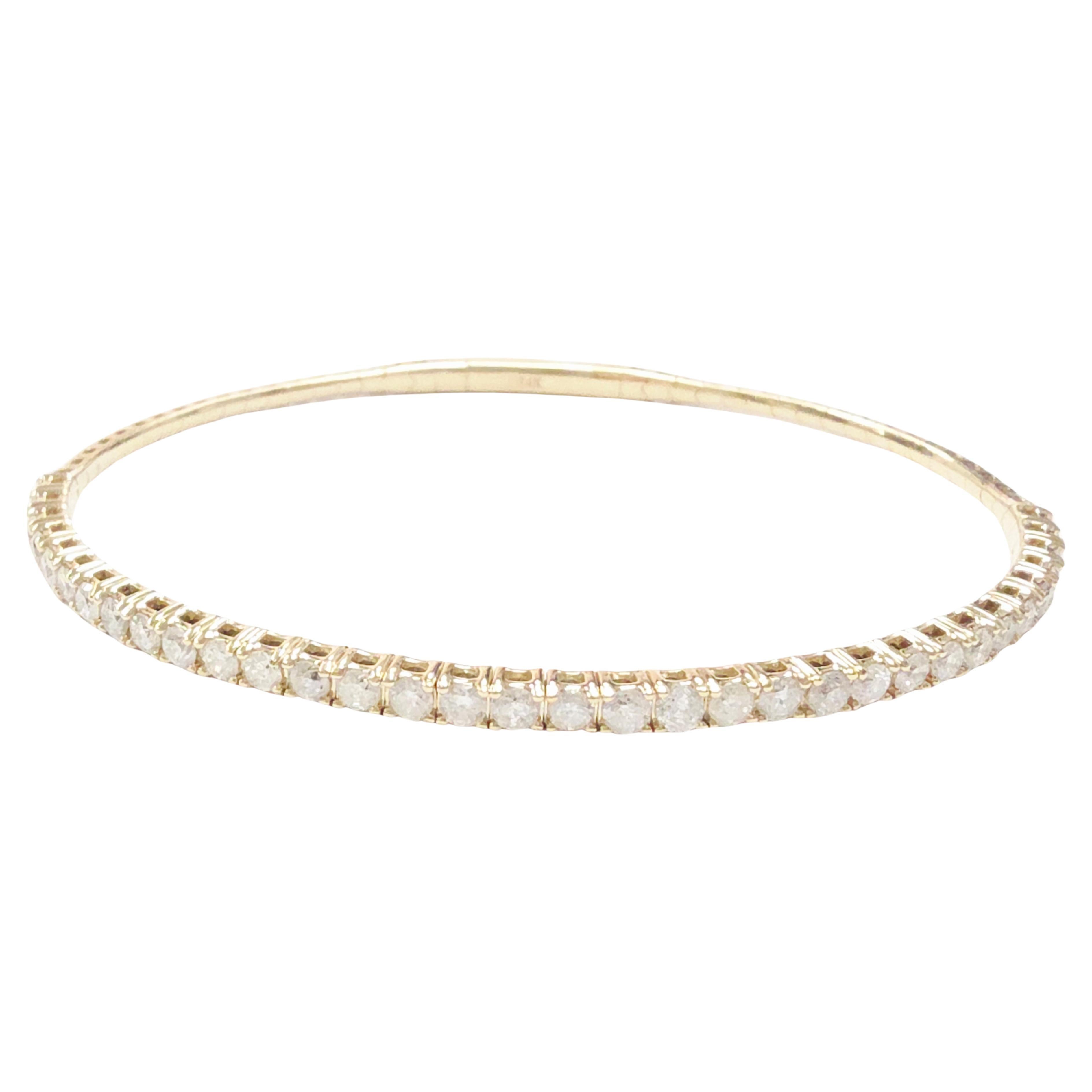 1.82 Carat Flexible Bangle Natural Diamond Yellow Gold 14 Karat