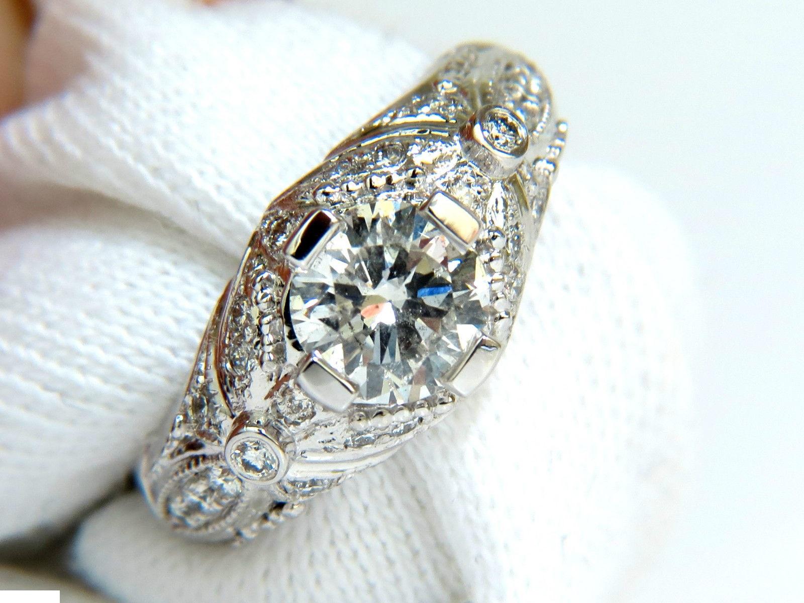 1.82 Carat Full Brilliant Round Diamond Ring 14 Karat A+ Art Deco 7