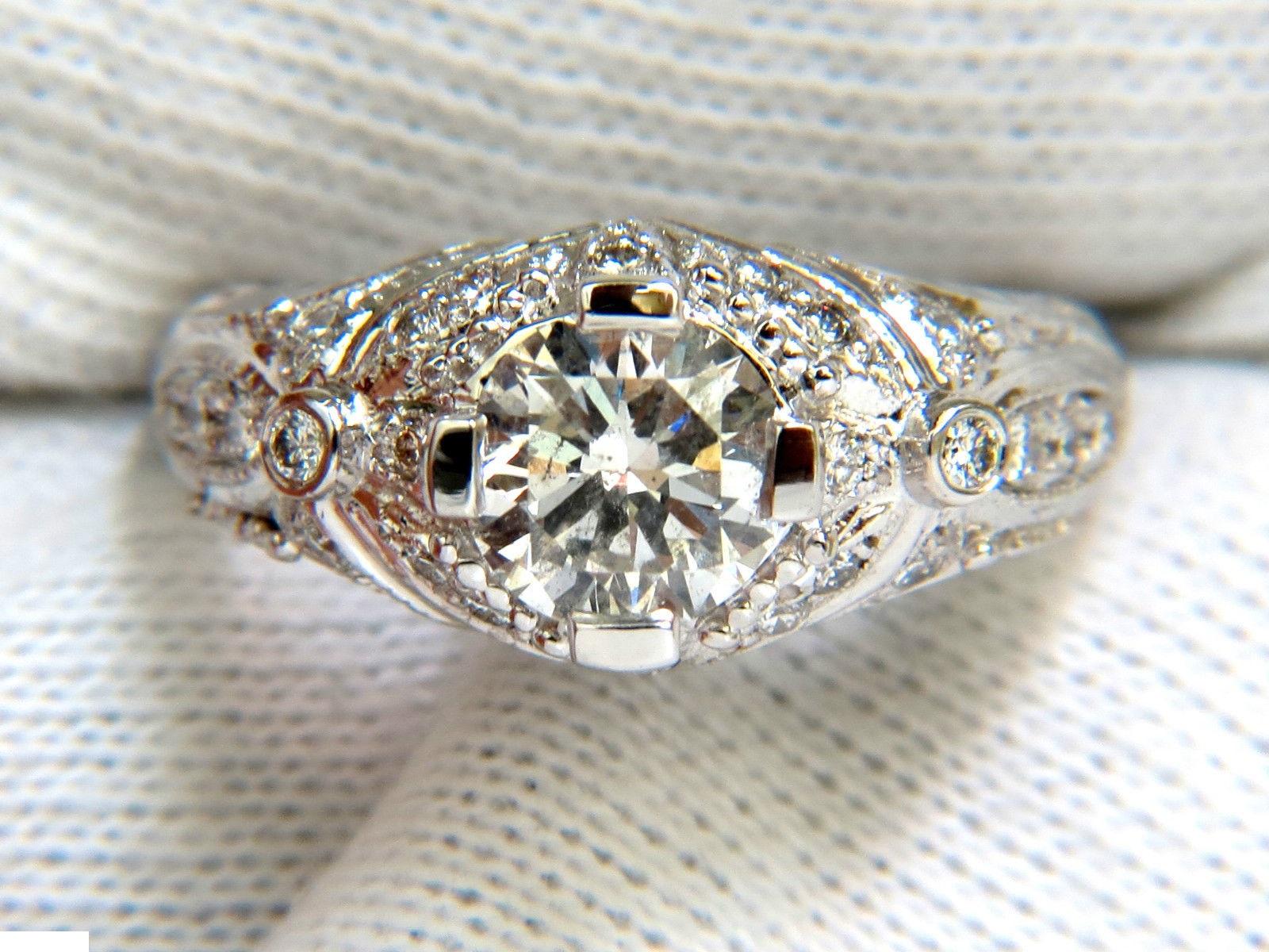 1.82 Carat Full Brilliant Round Diamond Ring 14 Karat A+ Art Deco In New Condition In New York, NY