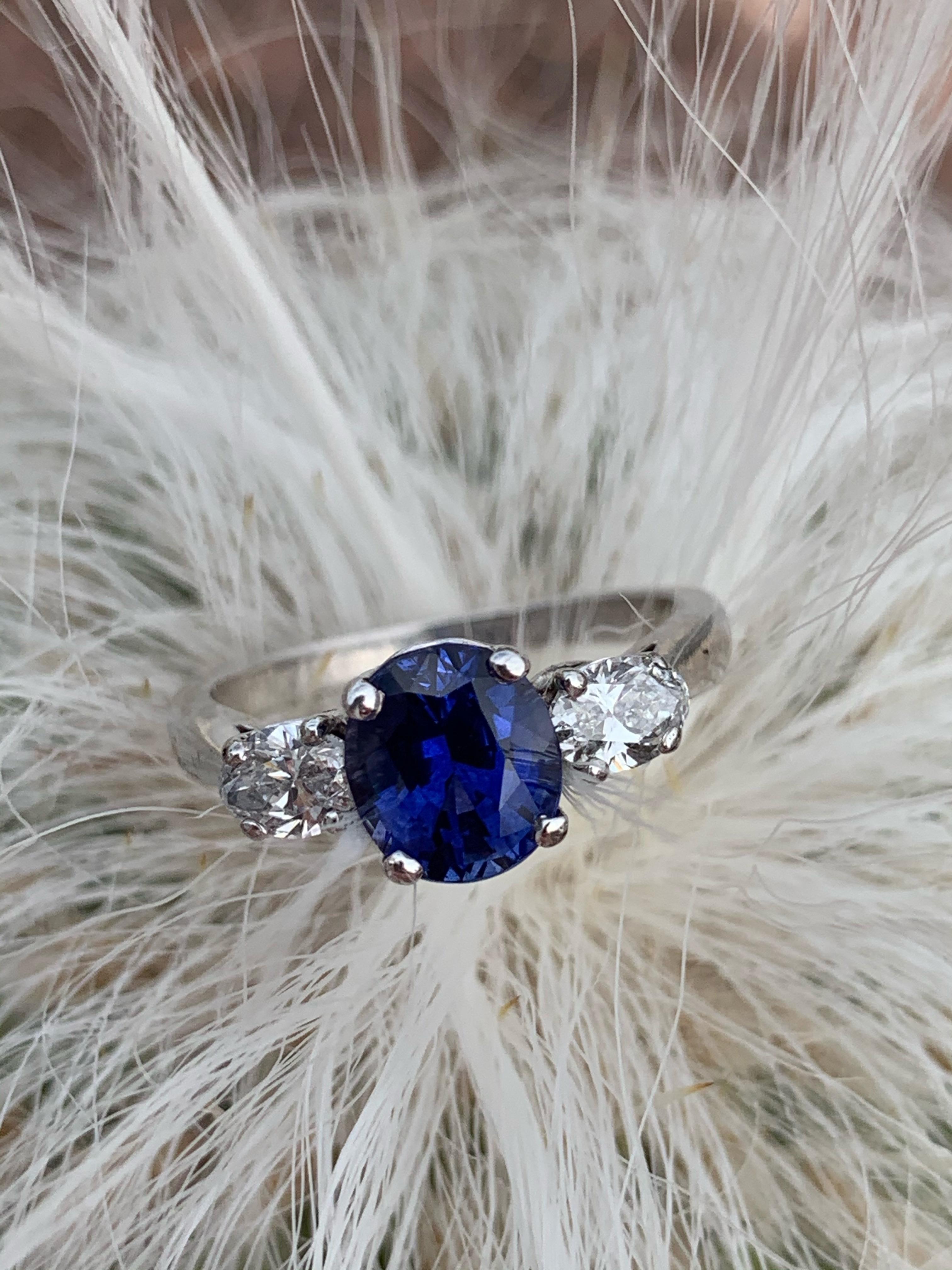 1.82 Carat GIA Blue Sapphire and Diamond Ring in Platinum 1