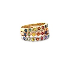 1.82 Carat Multi-Color Sapphire Stackable Gold Band Set
