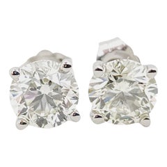 1.82 Carat Natural Diamond Round Studs White Gold 14 Karat