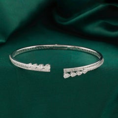 1.82 Carat Natural Pear Diamond Handmade Open Cuff Bangle in 18K White Gold