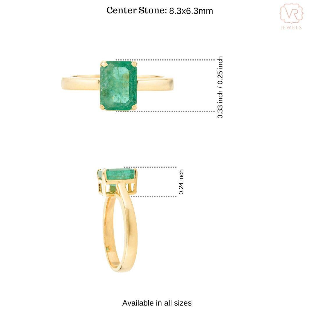 En vente :  1.82 Carat Octagon Emerald Solitaire Unisex en or jaune massif 18k 9