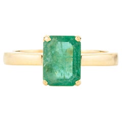 1.82 Carat Octagon Unisex Emerald Solitaire Ring in 18k Solid Yellow Gold