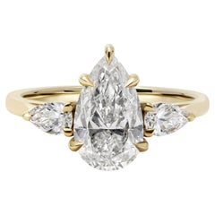 1.82 Carat Pear Statement Brilliant White 14K White Gold Refined Light