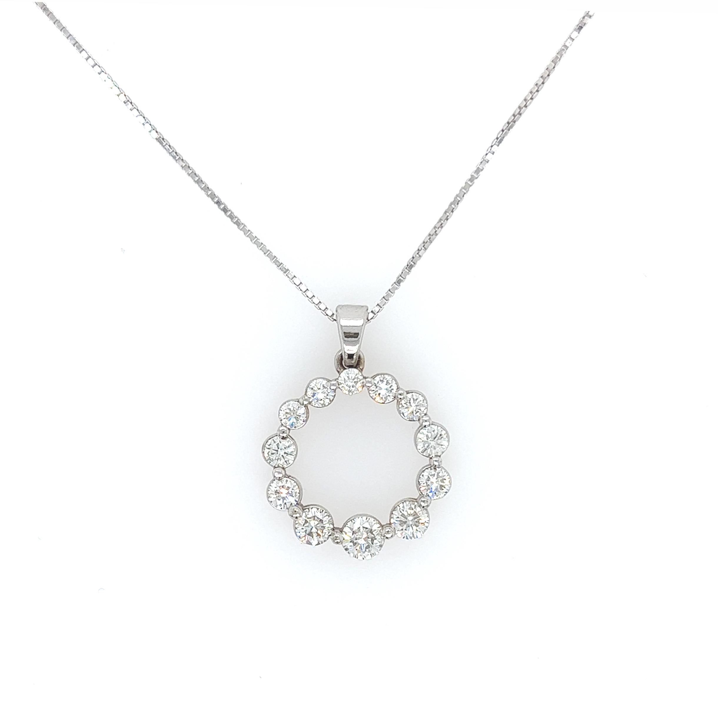 Round Cut 1.82 Carat Round Diamond Circle of Life Pendant Necklace For Sale
