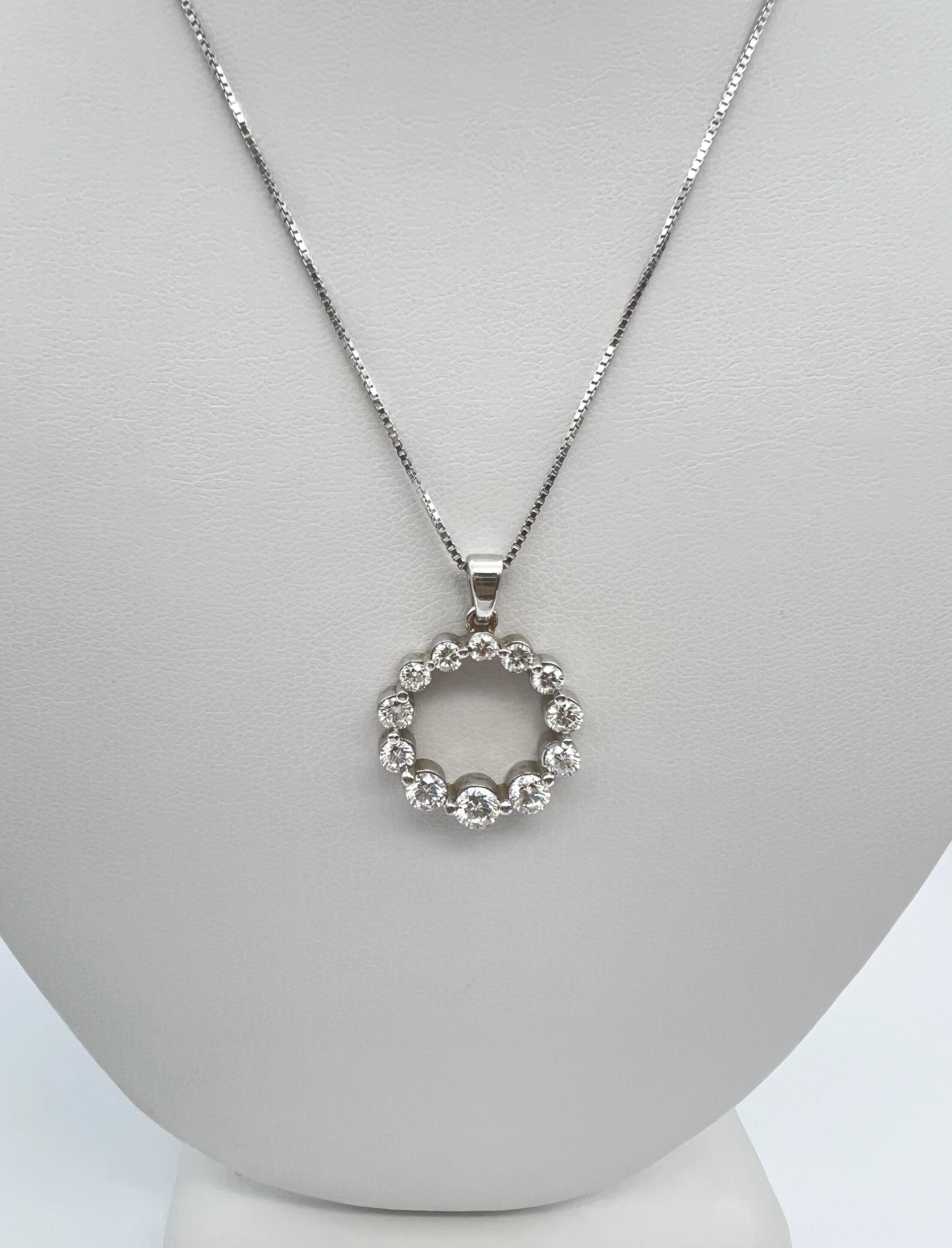 Women's 1.82 Carat Round Diamond Circle of Life Pendant Necklace For Sale