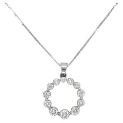 Collier pendentif cercle de vie en diamants ronds de 1,82 carat