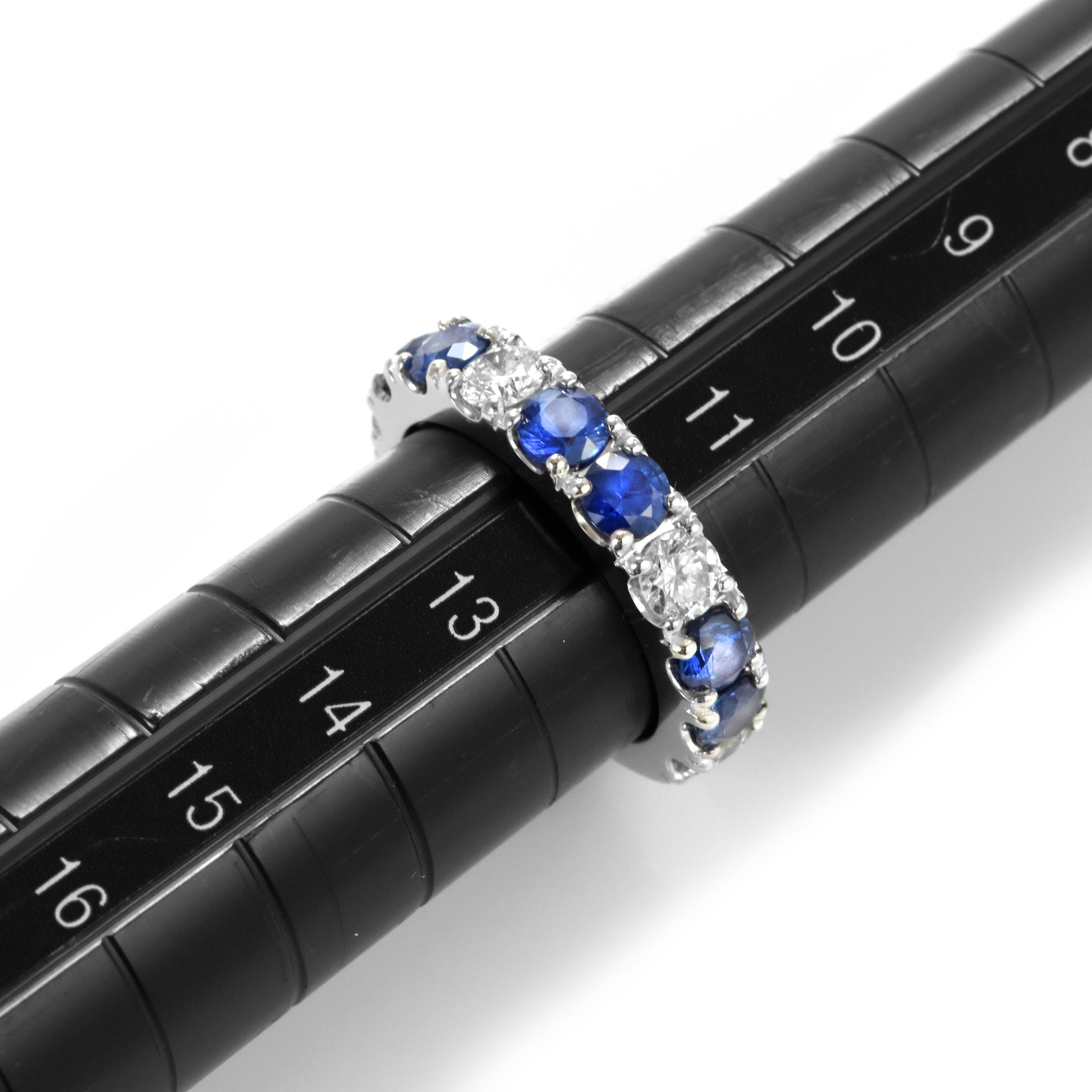 Anello mezza eternità con zaffiro e diamante da 1,82 carati in platino in vendita 7
