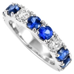 1.82 Carat Sapphire and Diamond Half-Eternity Ring Made in Platinum