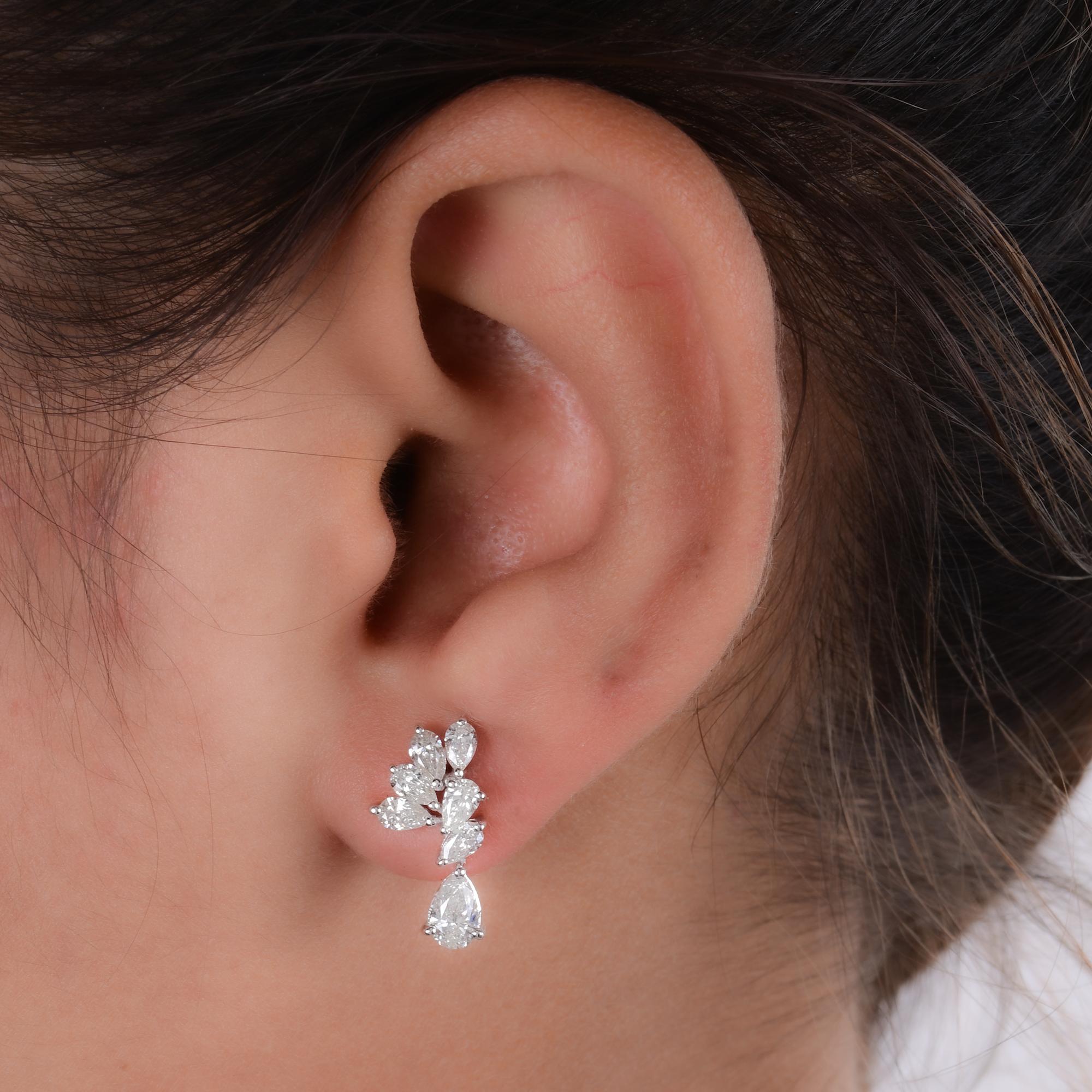 Modern 1.82 Carat SI Clarity HI Color Diamond Earrings 14 Karat White Gold Fine Jewelry For Sale