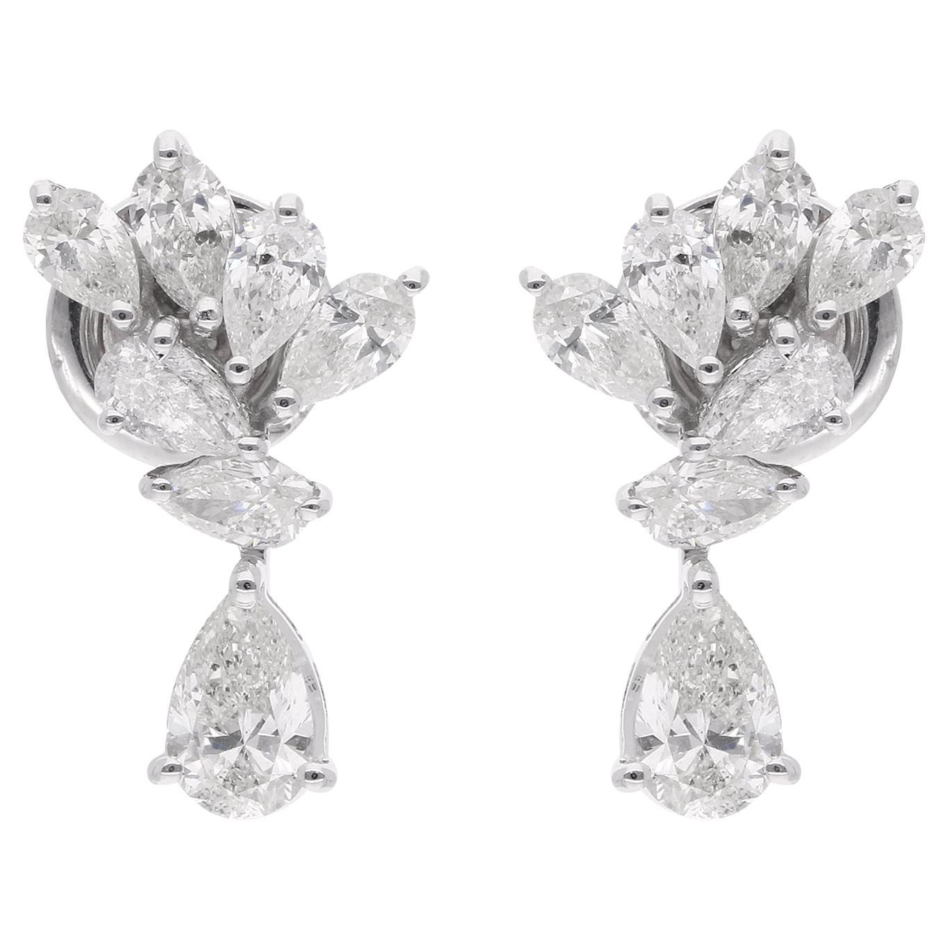 1.82 Carat SI Clarity HI Color Diamond Earrings 14 Karat White Gold Fine Jewelry For Sale