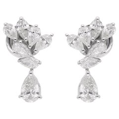 1.82 Carat SI Clarity HI Color Diamond Earrings 14 Karat White Gold Fine Jewelry (Boucles d'oreilles en or blanc 14 carats)