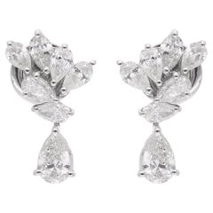 1.82 Carat SI Clarity HI Color Diamond Earrings 18 Karat White Gold Fine Jewelry