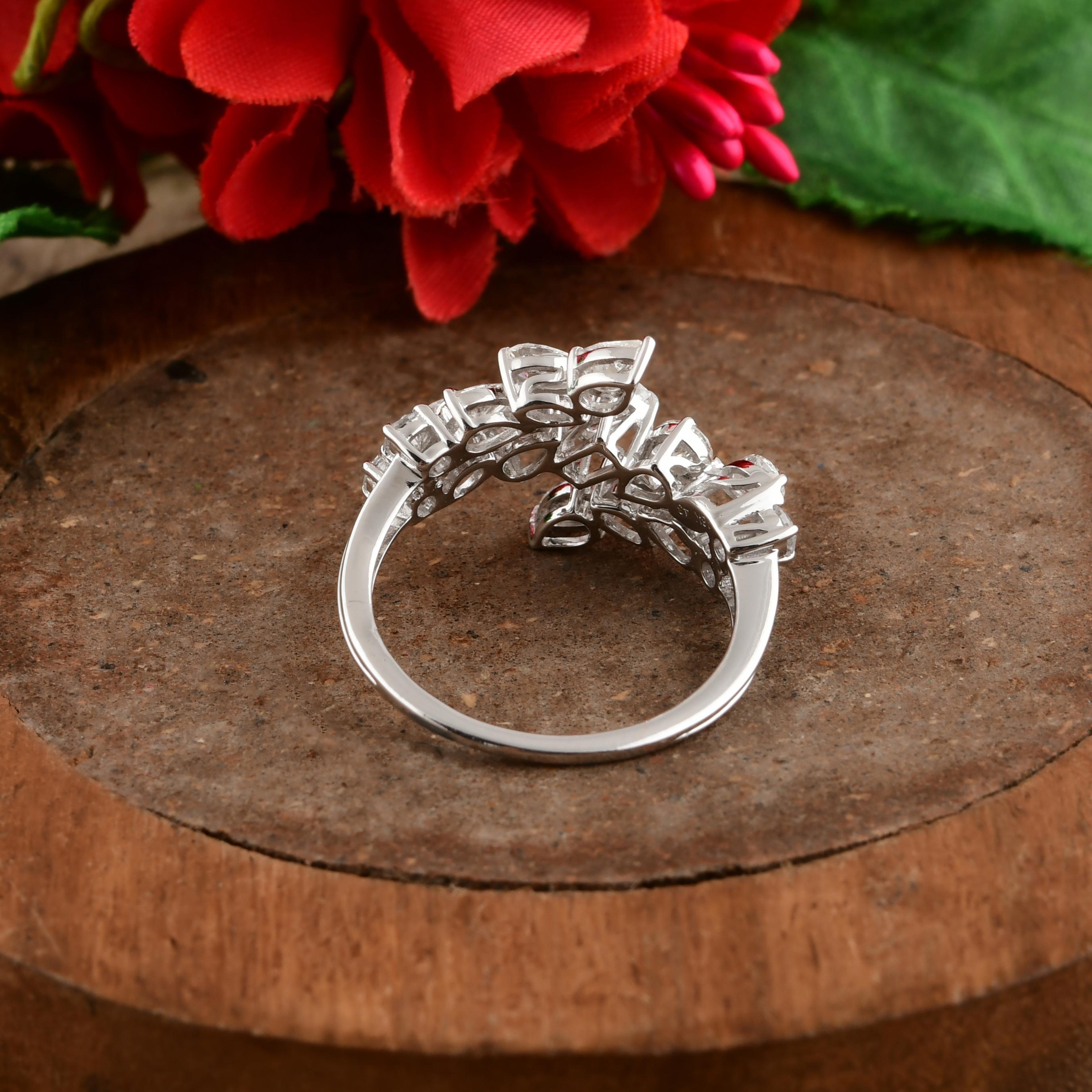 En vente :  1.82 Carat SI/H Pear Emerald Cut Diamond Wrap Ring 18 Karat White Gold Jewelry 4