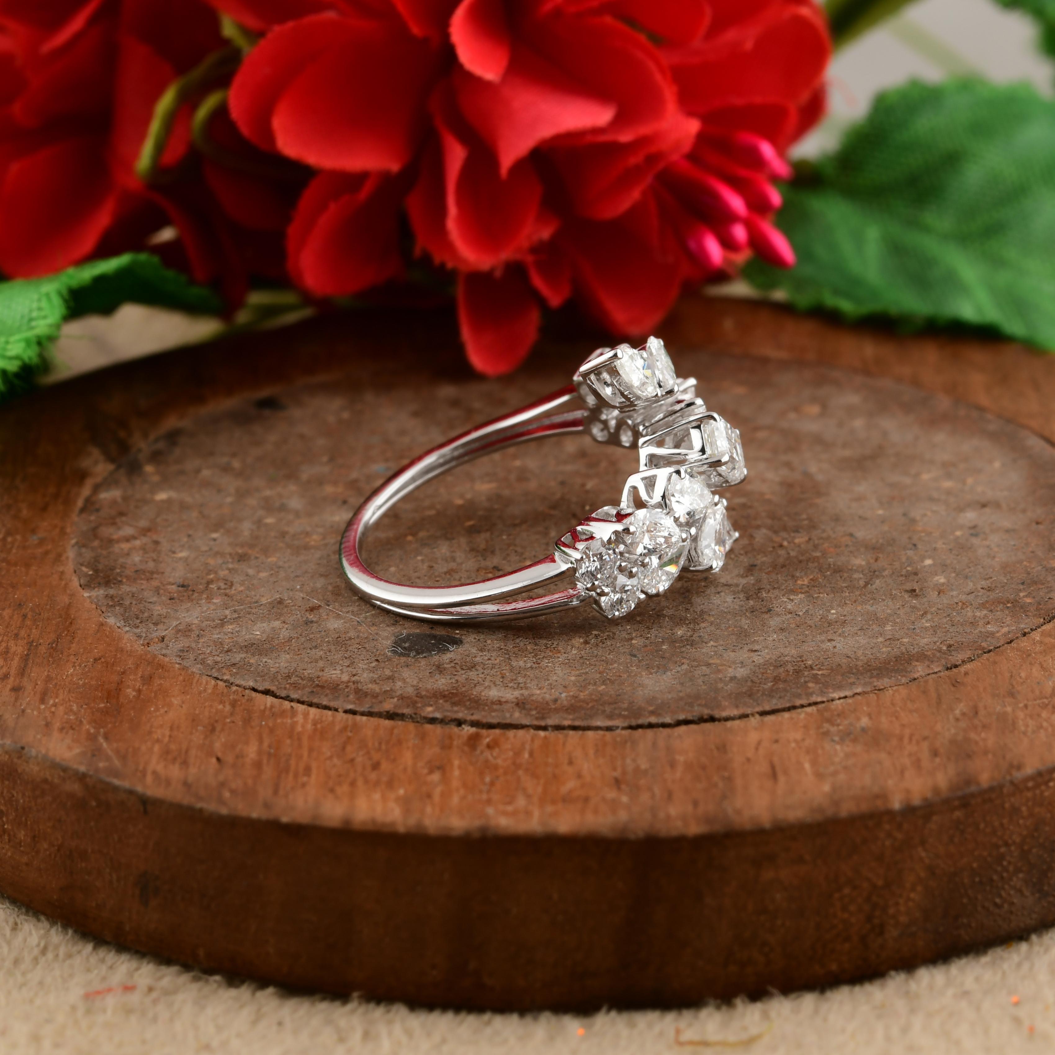 En vente :  1.82 Carat SI/H Pear Emerald Cut Diamond Wrap Ring 18 Karat White Gold Jewelry 5