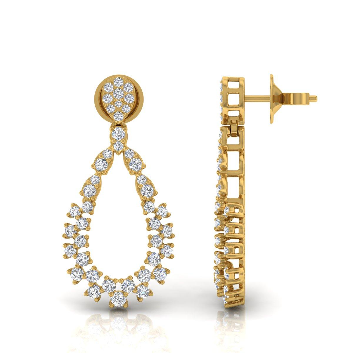 Modern 1.82 Carat SI/HI Diamond Loop Dangle Earrings in 14k Yellow Gold Fine Jewelry For Sale