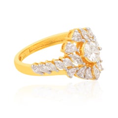1.82 Carat SI/HI Oval & Pear Marquise Diamond Cocktail Ring 18 Karat Yellow Gold