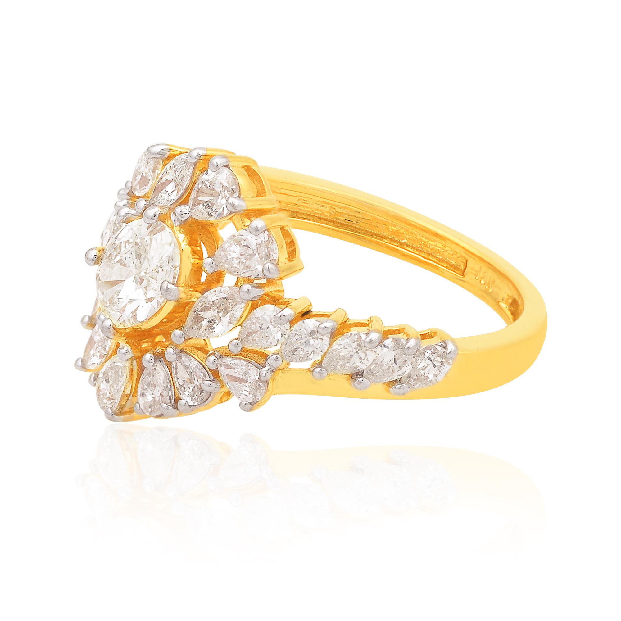 1,82 quilates SI/HI Anillo de cóctel de diamantes marquesa oval y pera Oro amarillo de 18 quilates en Nuevo estado para la venta en Diera, Dubai