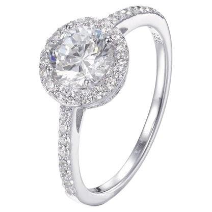 1.82 Carat Cubic Zirconia Imani Classic Halo Engagement Bridal Wedding Ring For Sale
