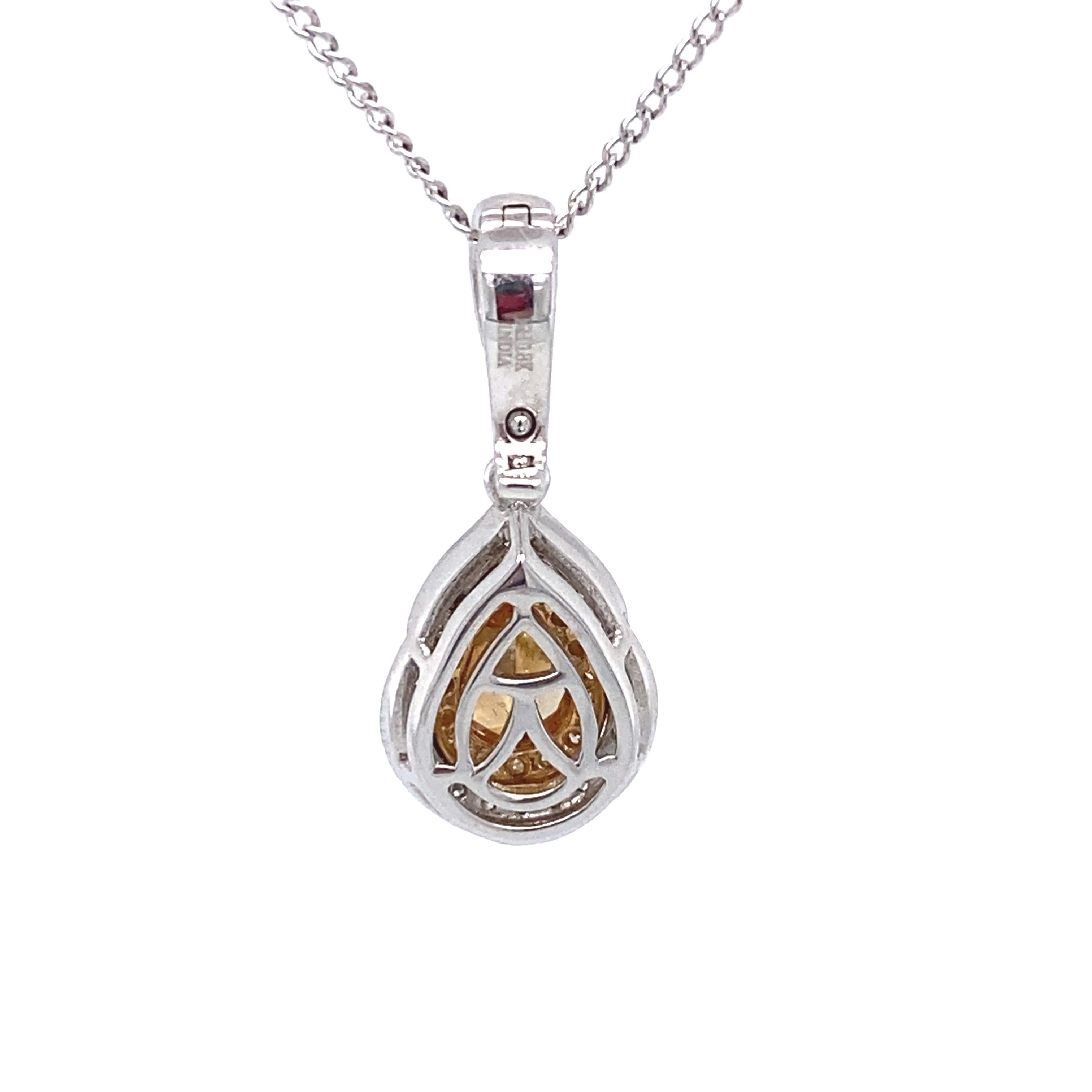 Modern 1.82 Carat Total Fancy Brown, Yellow and White Diamond Pendant in 18K White Gold For Sale
