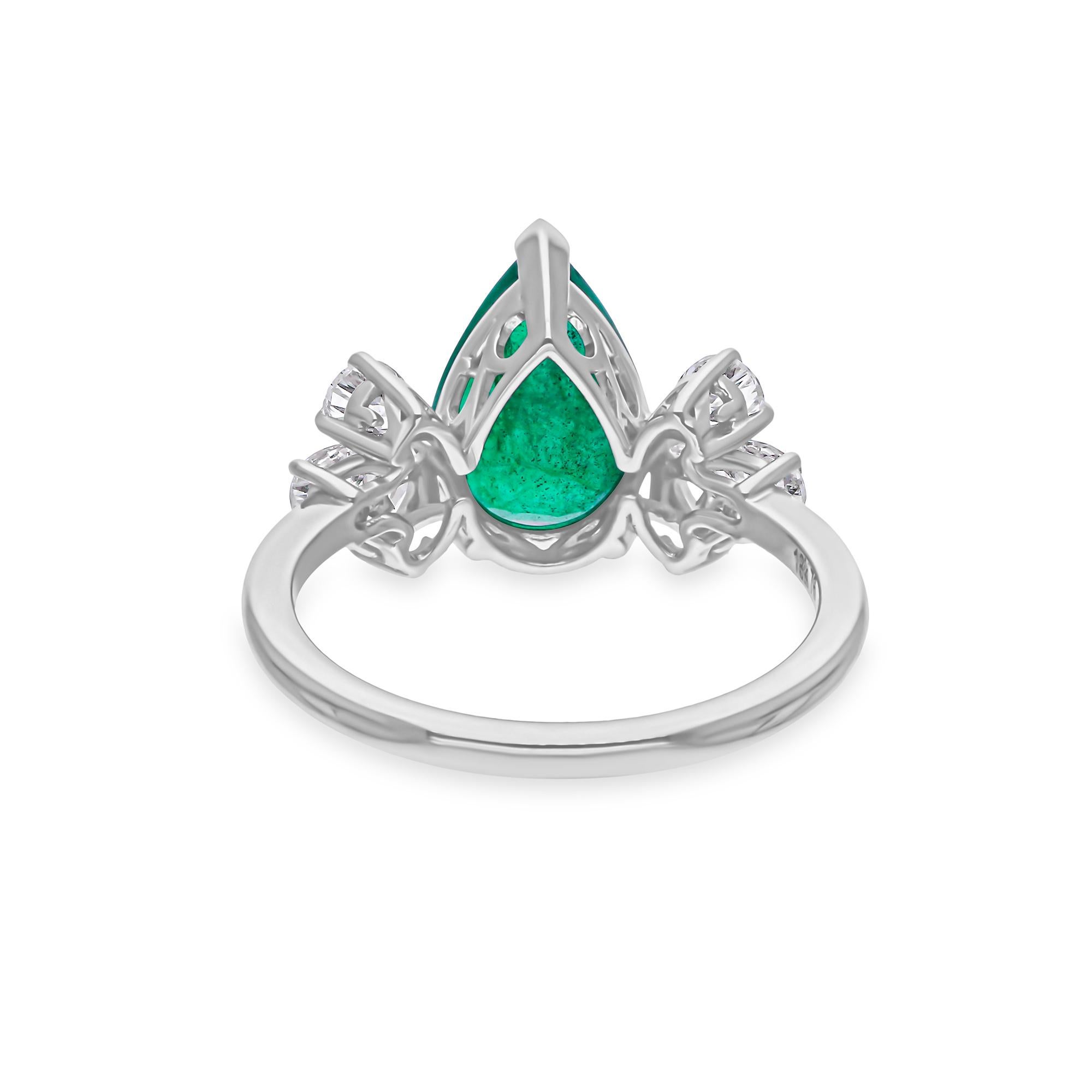 Im Angebot: 1,82 Karat sambischer Smaragd Edelstein Ring 0,7 Ct SI/H Diamant 18 Karat Weißgold () 5