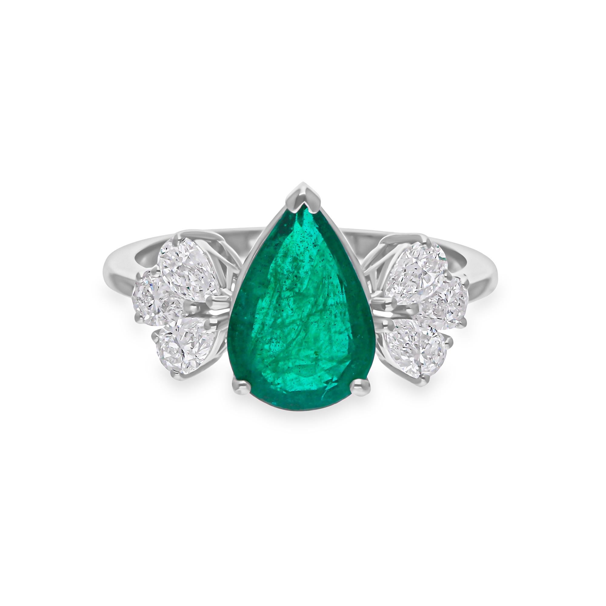 Im Angebot: 1,82 Karat sambischer Smaragd Edelstein Ring 0,7 Ct SI/H Diamant 18 Karat Weißgold () 7