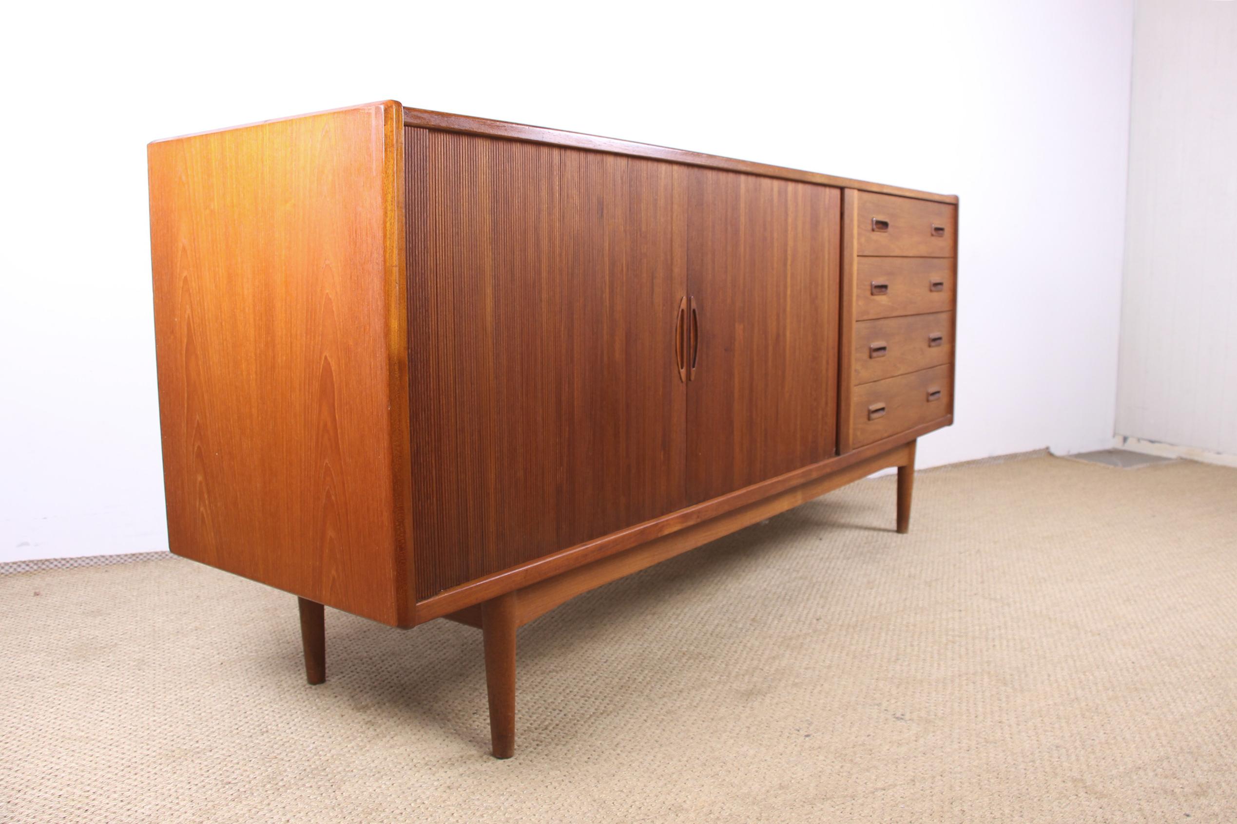 Danish Teak Sideboard with Curtain Doors by Poul Hundevad, 1960 7