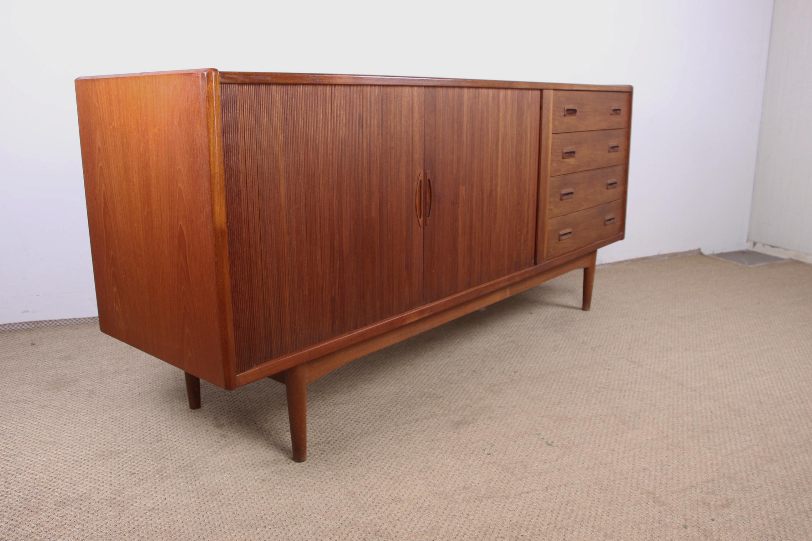 Danish Teak Sideboard with Curtain Doors by Poul Hundevad, 1960 8