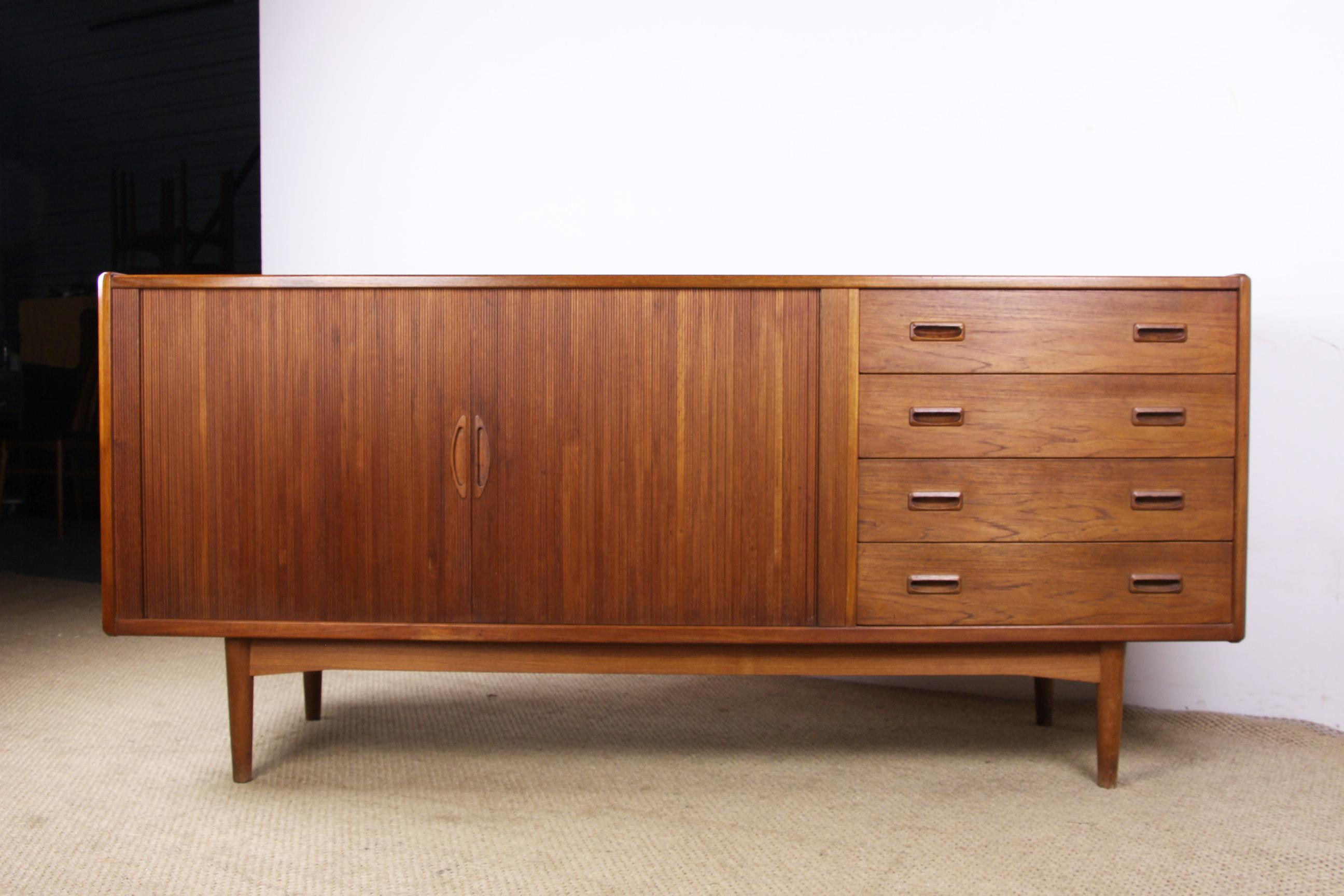 Danish Teak Sideboard with Curtain Doors by Poul Hundevad, 1960 12