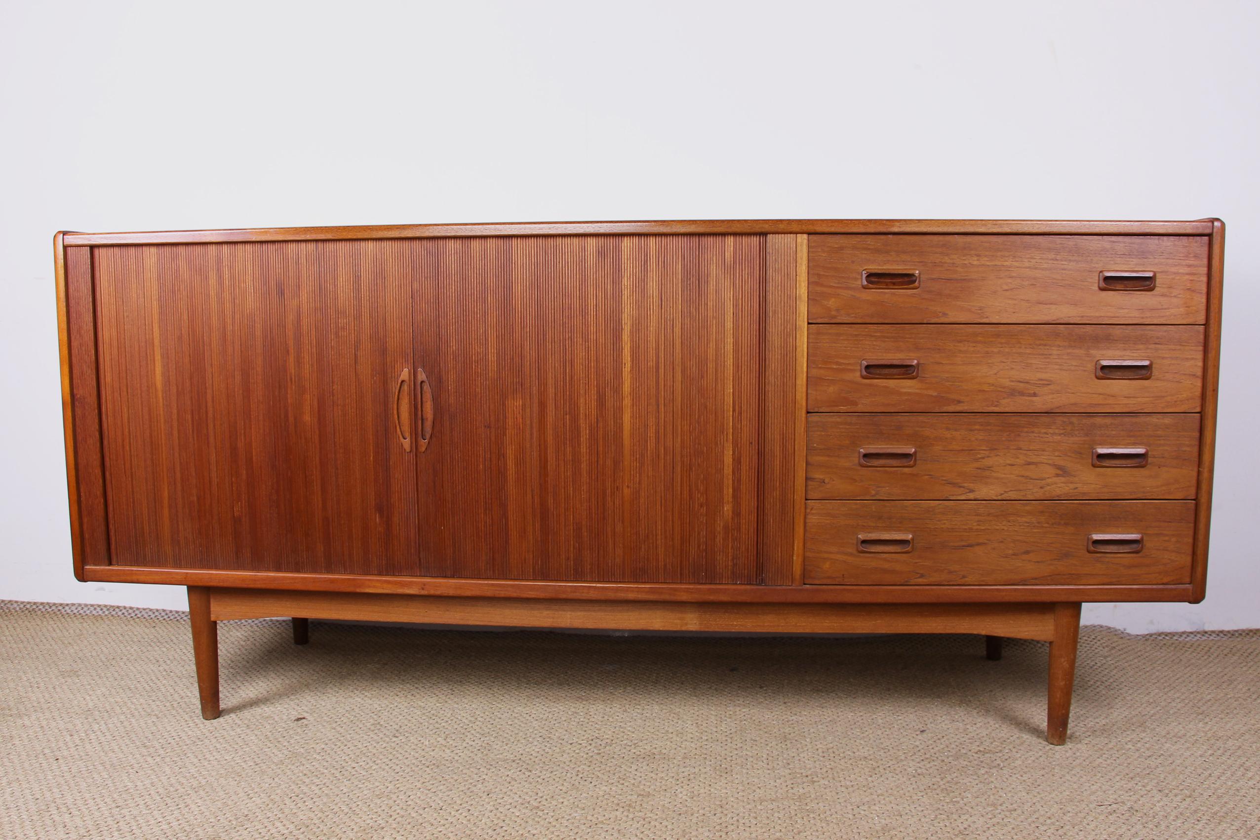 Danish Teak Sideboard with Curtain Doors by Poul Hundevad, 1960 1