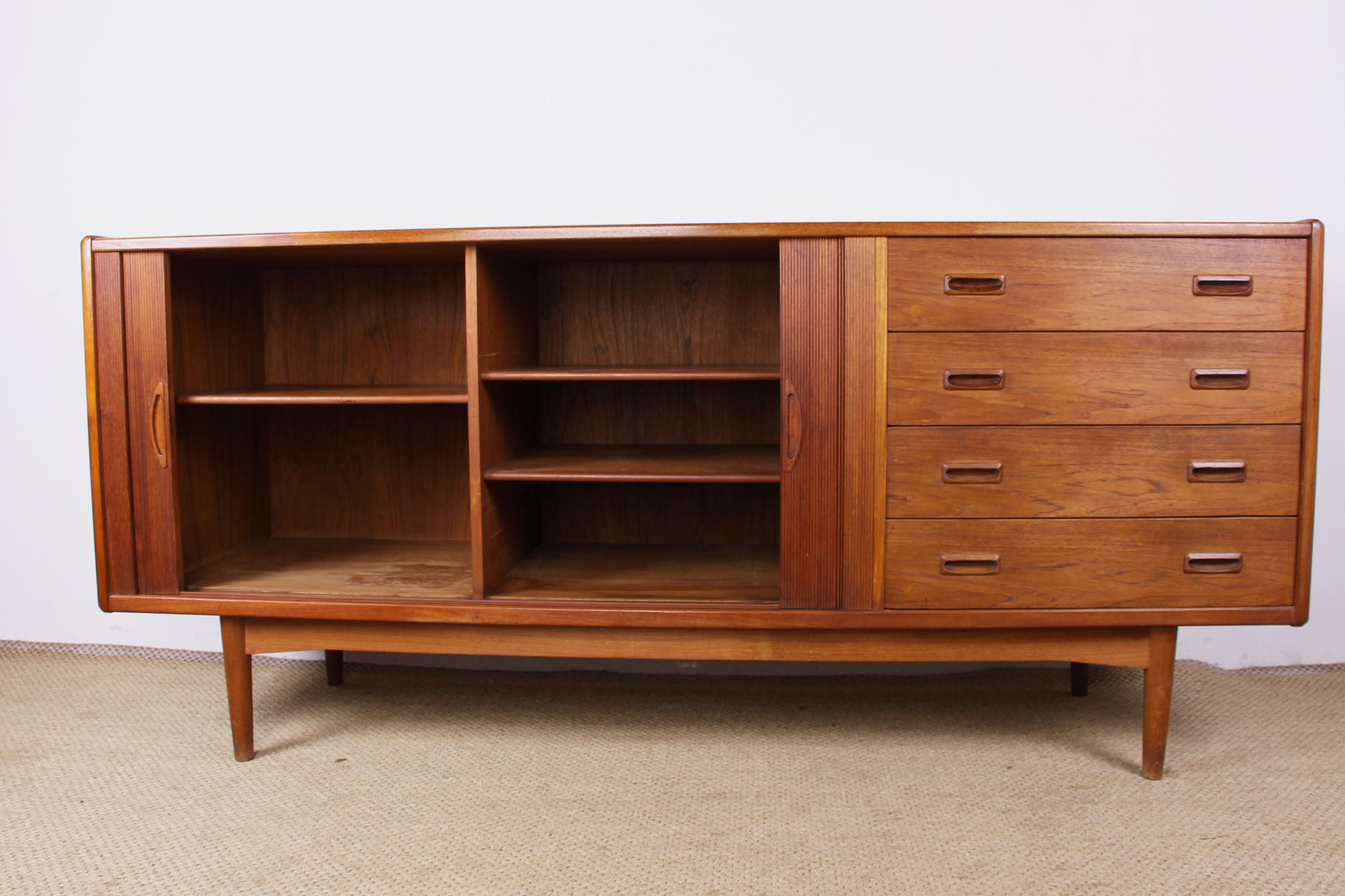 Danish Teak Sideboard with Curtain Doors by Poul Hundevad, 1960 2