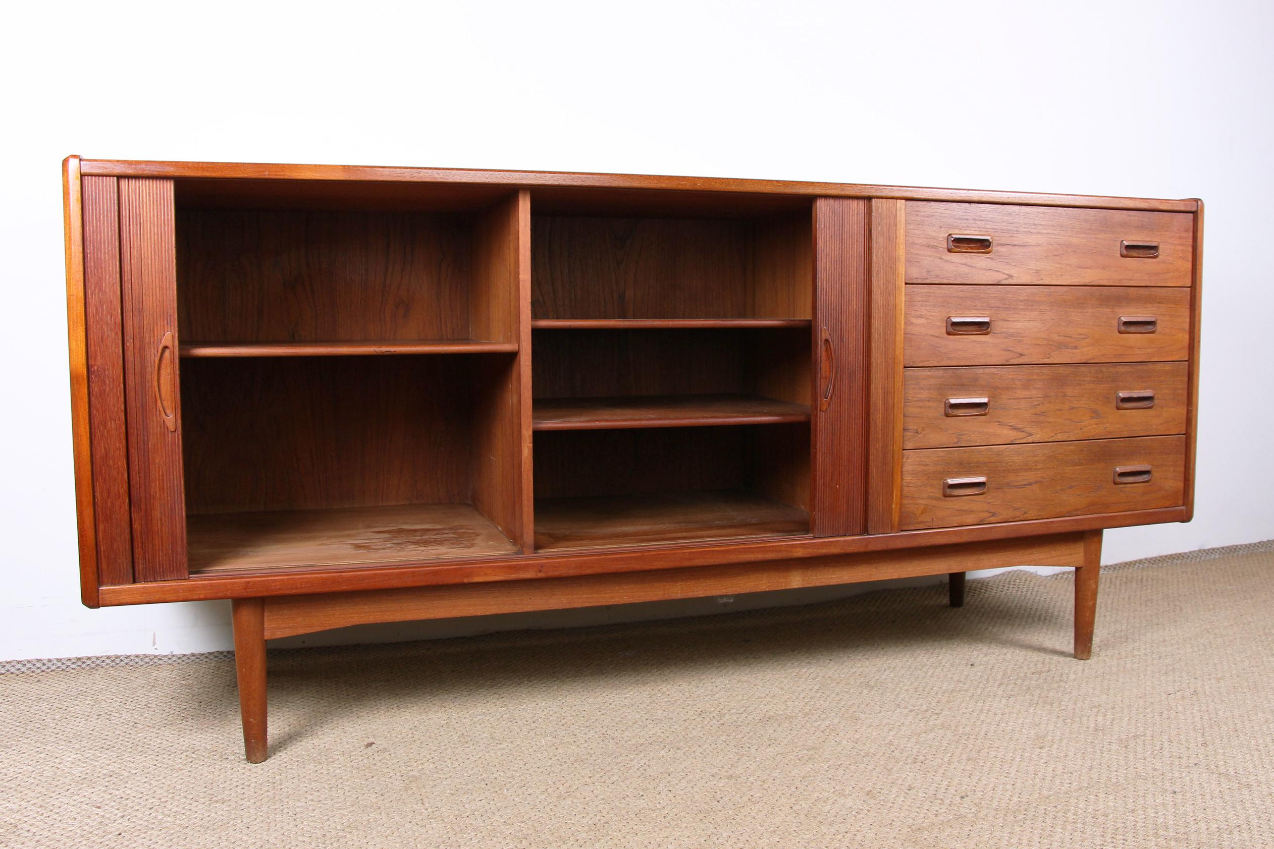 Danish Teak Sideboard with Curtain Doors by Poul Hundevad, 1960 3