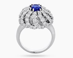1.82 ct Natural Royal Blue Sapphire Ring with Diamonds 18k White Gold