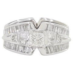 1.82 ct Total Weight 14K White Gold Princess Cut Diamond Engagement Ring