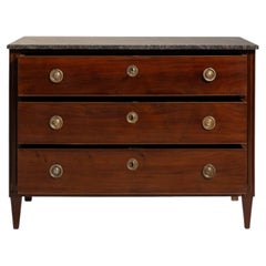 1820-1829 France Deep Espresso Brown Marble-Top Chest Of Drawers