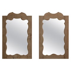 1820-1829 Netherlands Bleached Driftwood Grey Pair Of Carved Oak Mirrors