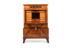 1820-1830 German Empire-Biedermeier Secretary in Mahogany and Gilded Bronze