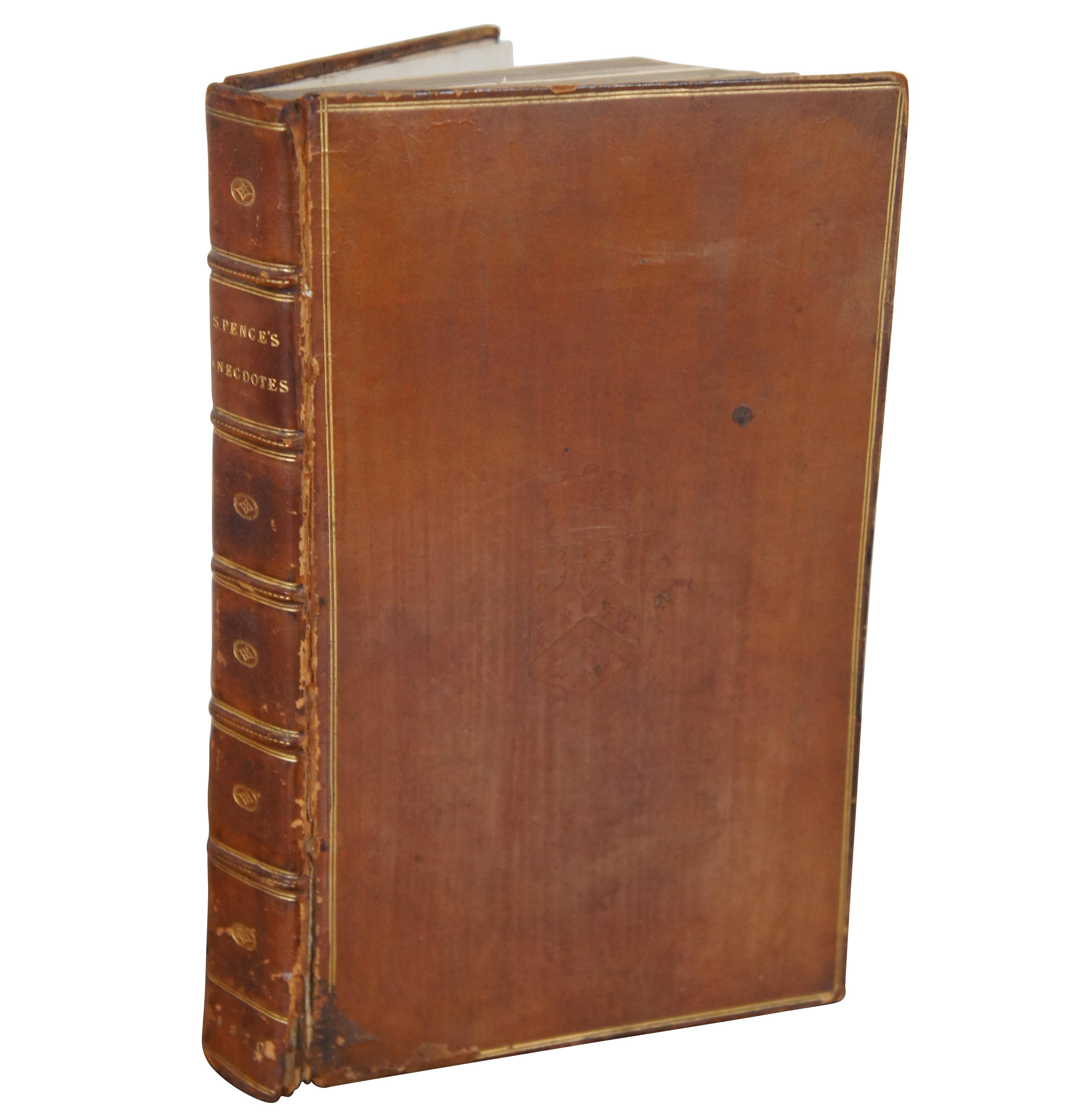 1820 Anecdotes, Observations, & Characters of Books & Men Spence Leather Book In Good Condition In Dayton, OH
