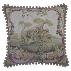 1820 Oreiller en tapisserie française ancienne - 23'' X 22''