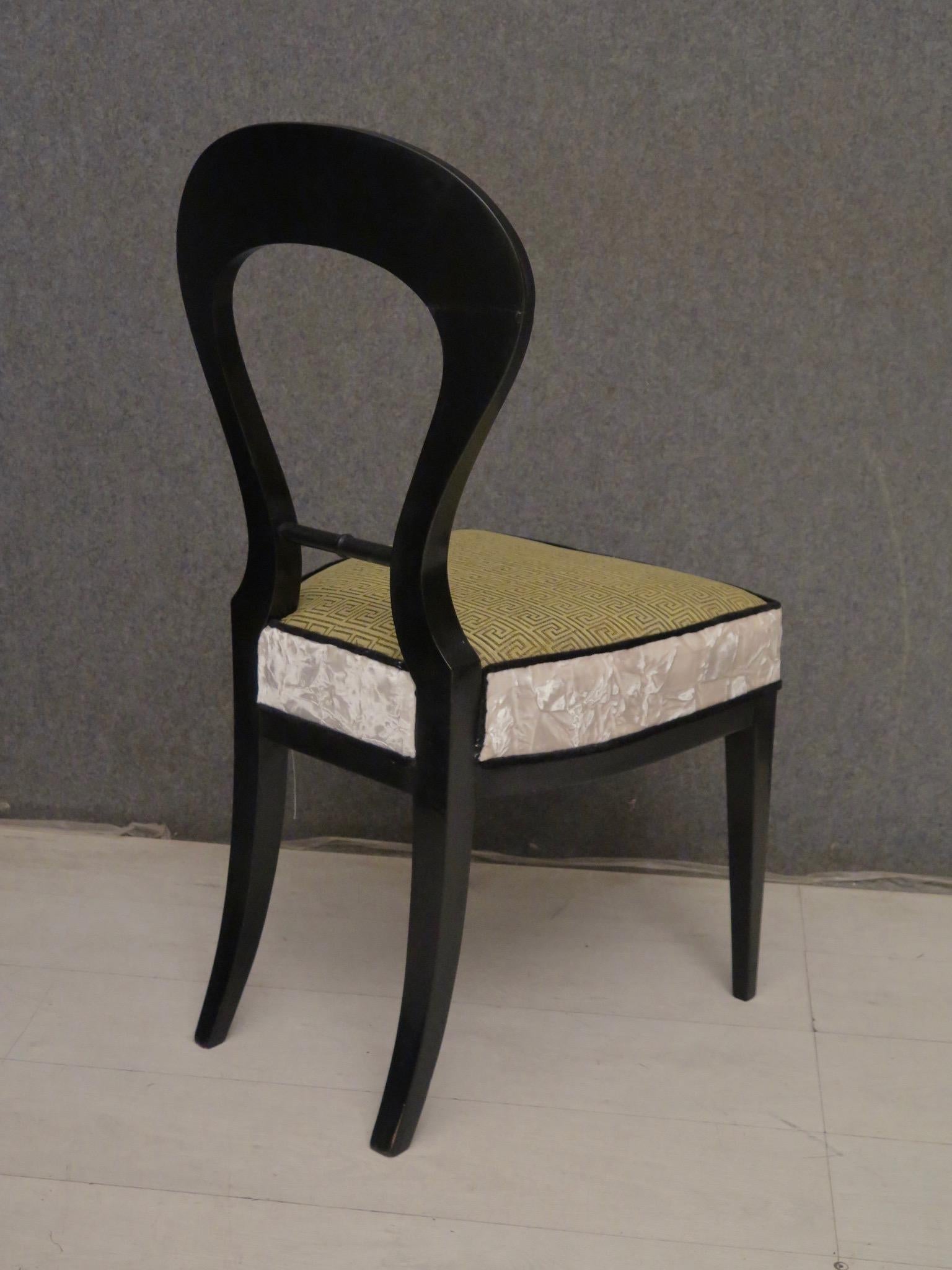 1820 Biedermeier Black Shellac and Velvet Austrian Chairs 8