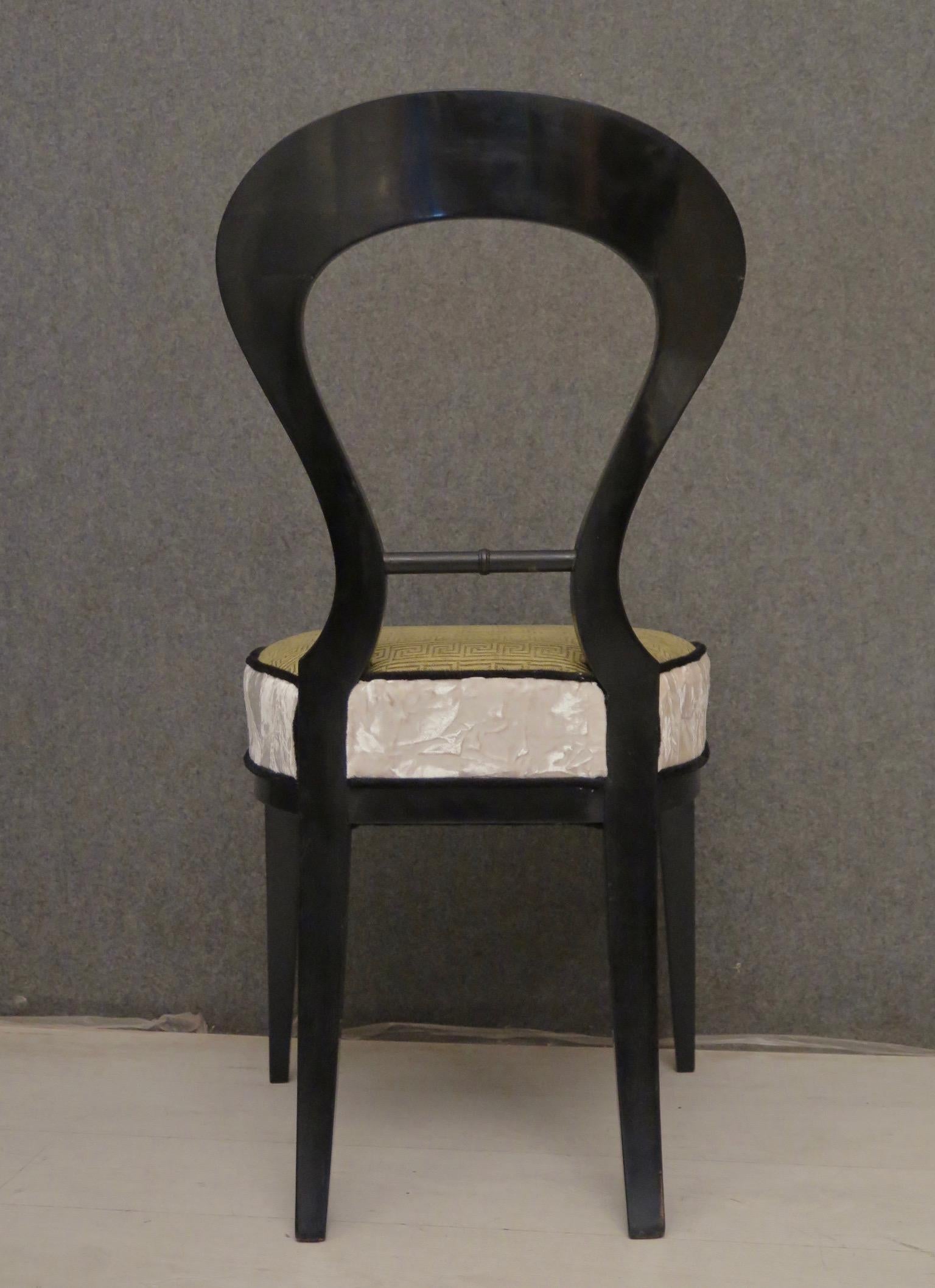 1820 Biedermeier Black Shellac and Velvet Austrian Chairs 12
