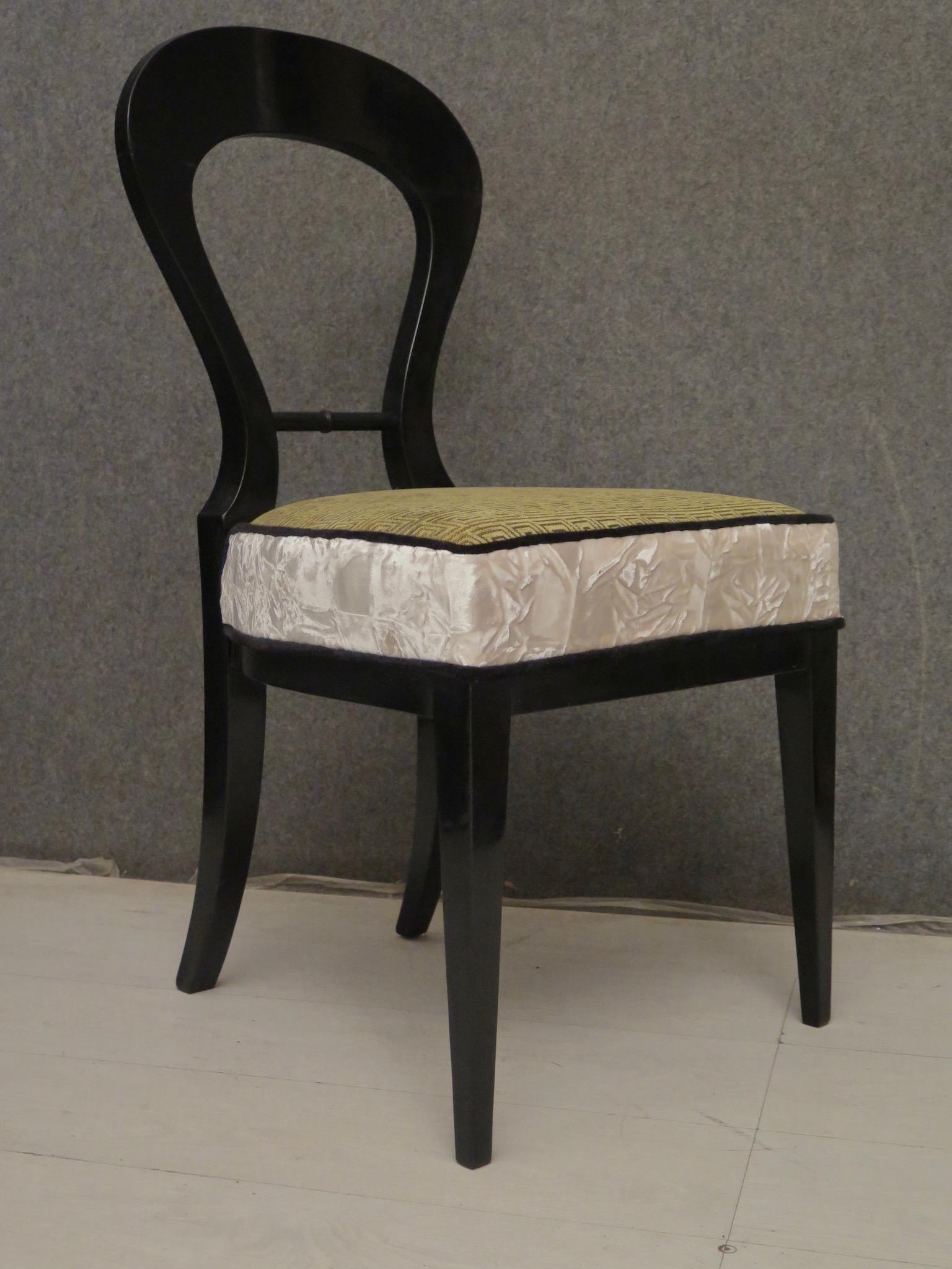 1820 Biedermeier Black Shellac and Velvet Austrian Chairs 3