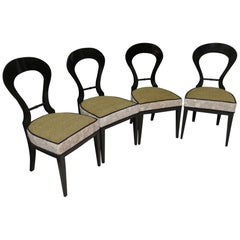 1820 Biedermeier Black Shellac and Velvet Austrian Chairs