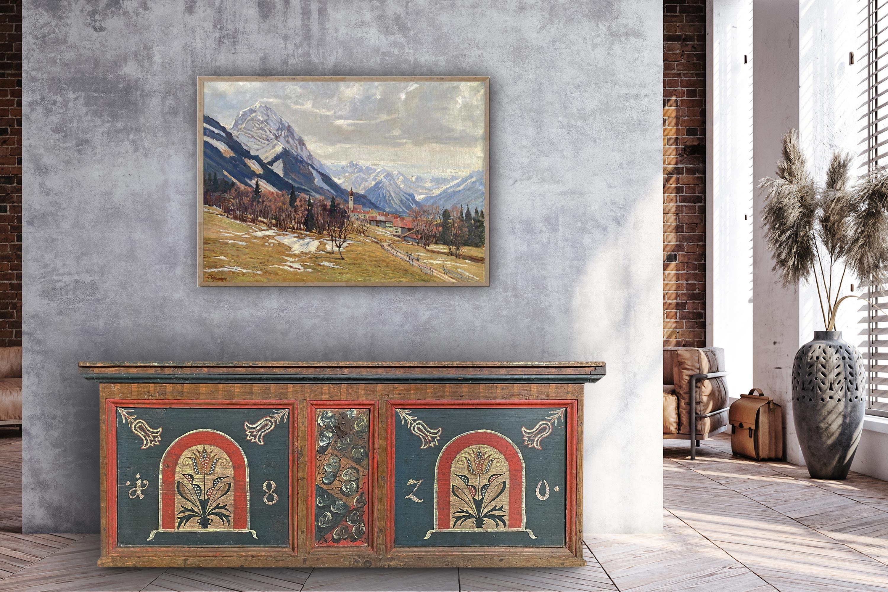 Austrian 1820 Blue Floral Panted Blanket Chest
