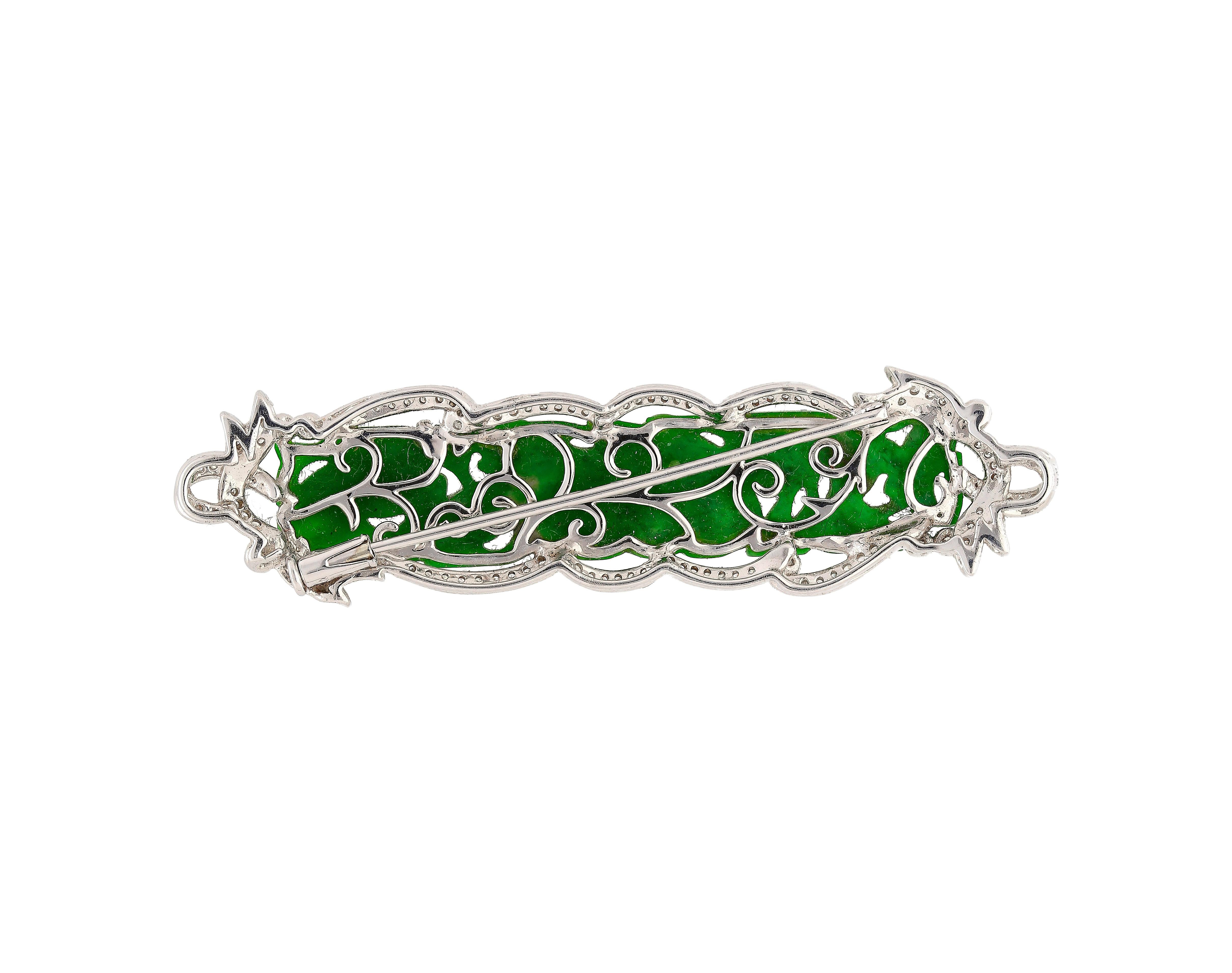 Women's 18.20 Carat Carved Dragon Green Jadeite Jade Grade 