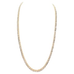 Collar Tenis de Diamantes Naturales de 18.20 Quilates en Oro Amarillo de 14K 16".