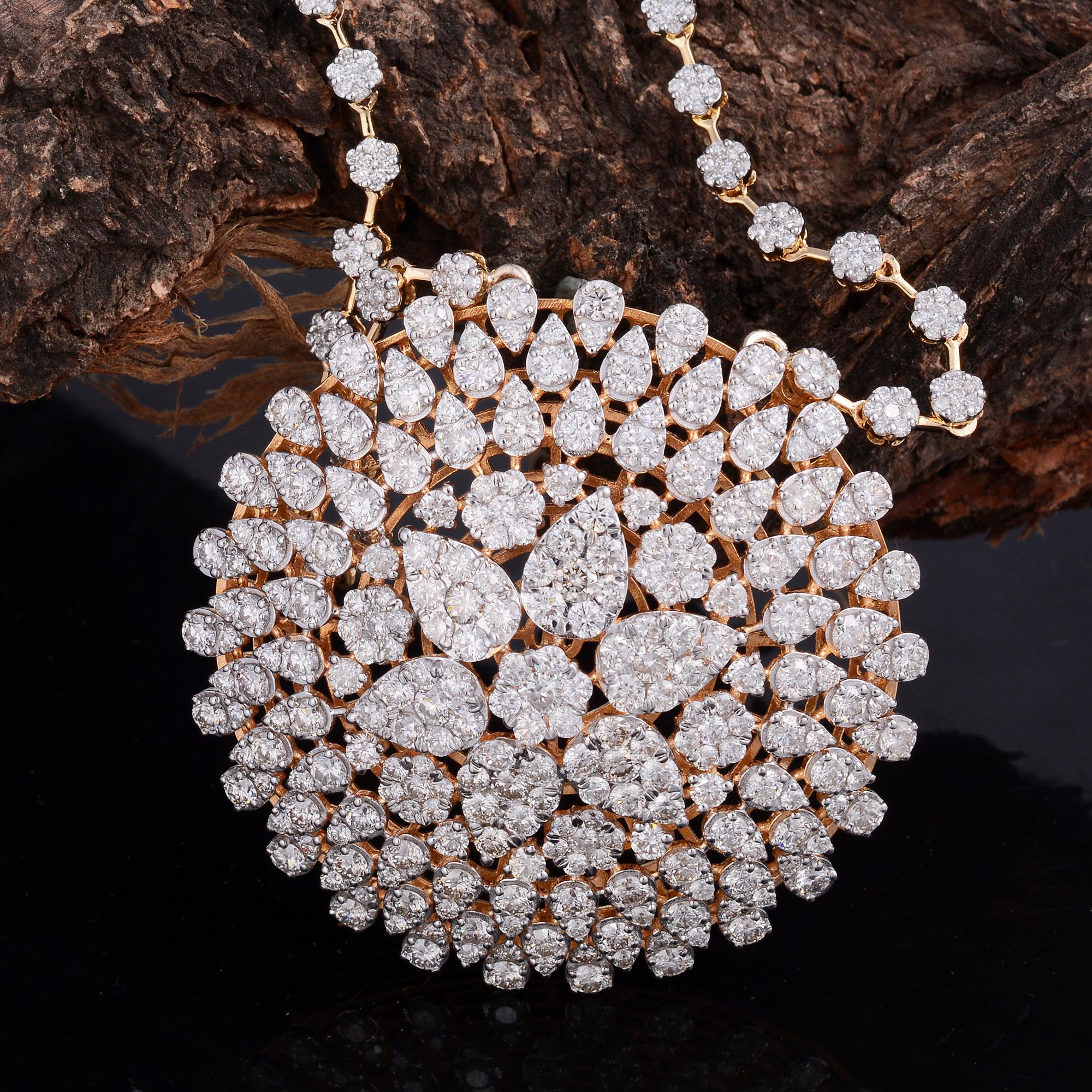 Modern 18.20 Carat SI/HI Diamond Pendant Necklace 18 Karat Rose Gold Fine Jewelry  For Sale